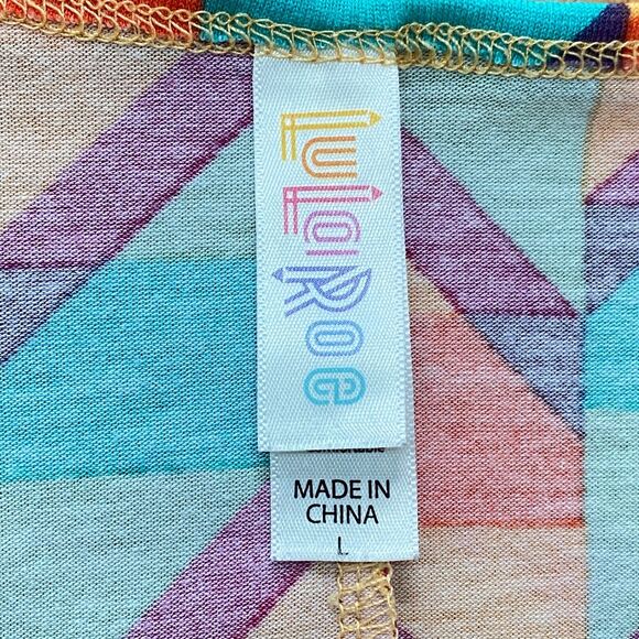 LuLaRoe Tunic Top Women's Large Orange Scoop Neck Colorful Geometric Soft - Picture 3 of 6